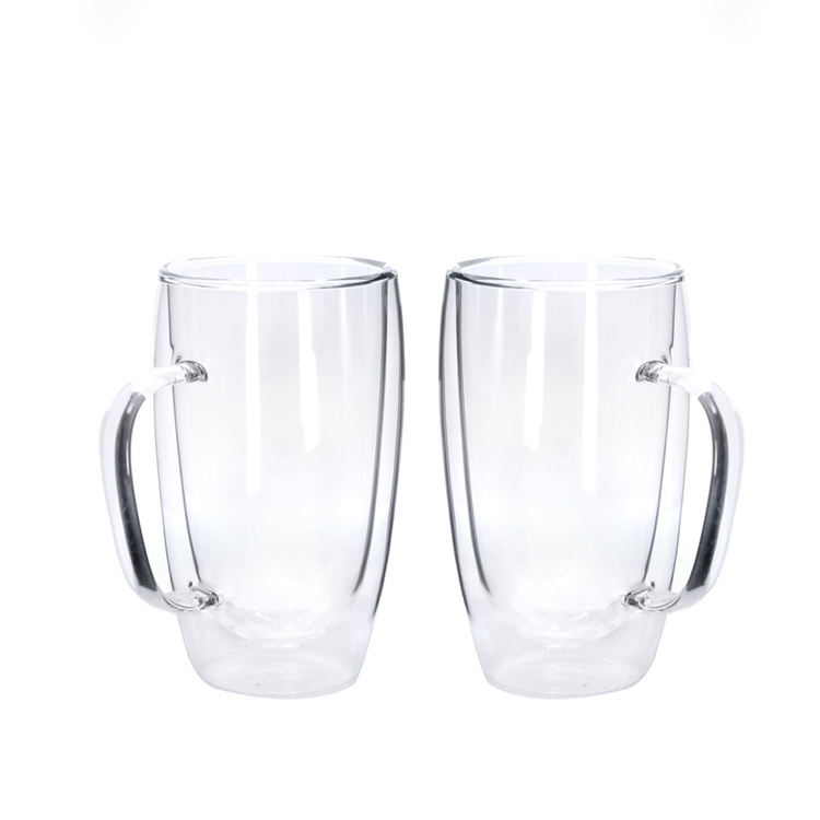 Double High Borosilicate Glass Coffee Cup With Handle