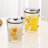 Cartoon Glass Sippy Cup With Lid