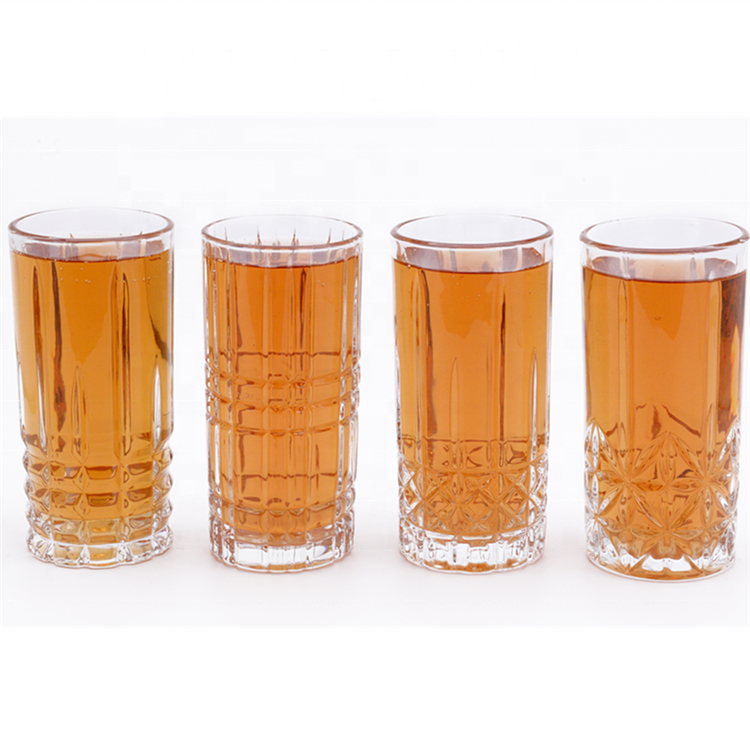 Tall Cups Carved In Four Different Patterns Glass