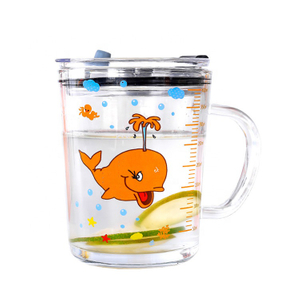 Cartoon Glass Sippy Cup With Lid
