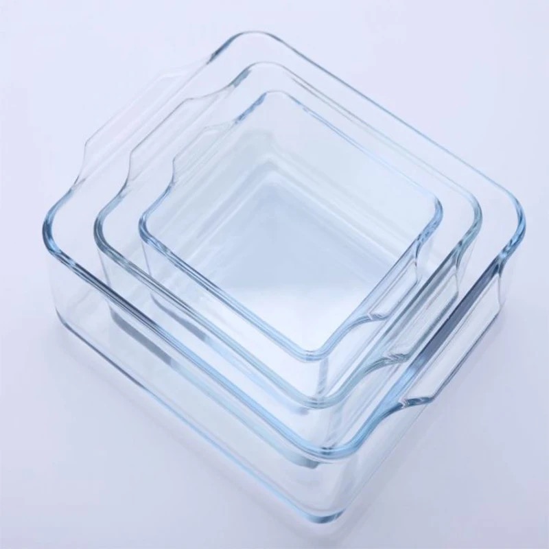 Square Tempered Glass Tray With Glass Lid
