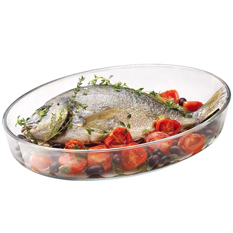 Eco Friendly Oval High Borosilicate Glass Baking Tray