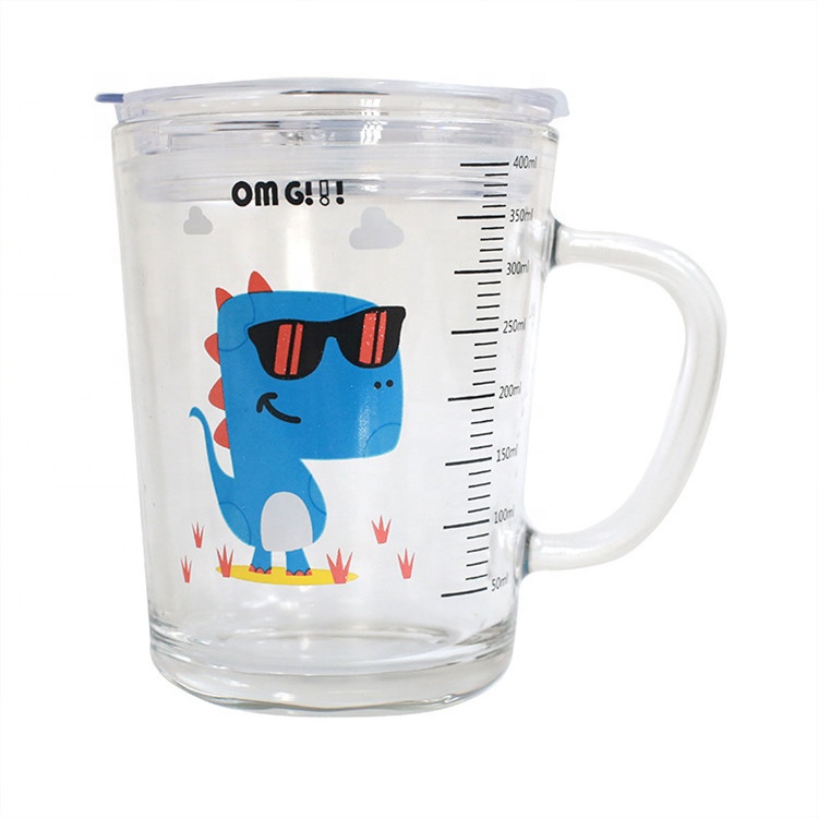 Cartoon Glass Sippy Cup With Lid