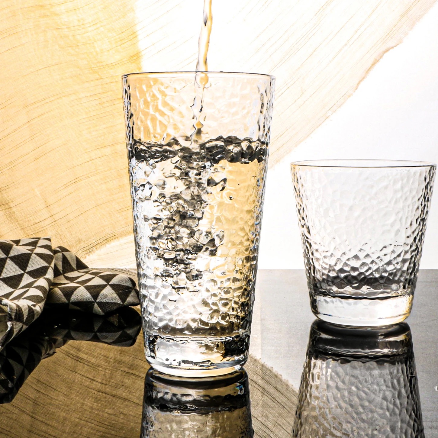 Ribbed Juice Water Drinking Glass Cup