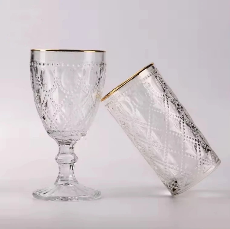 High Quality Glass Water Bottle With Gold Rim