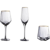 Handmade Stemless Wine Drinking Glass Gup With Gold Rim