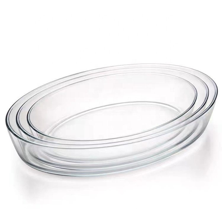 Eco Friendly Oval High Borosilicate Glass Baking Tray