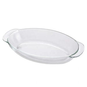 Heat-Resistant Oval High borosilicate Glass Baking Pan With Ear