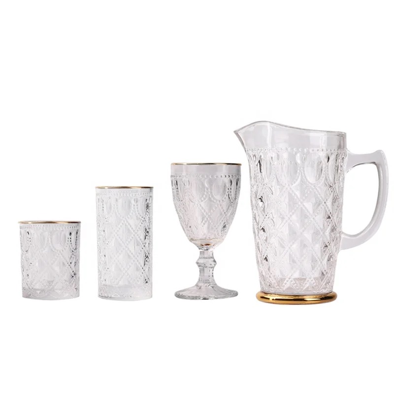 High Quality Glass Water Bottle With Gold Rim
