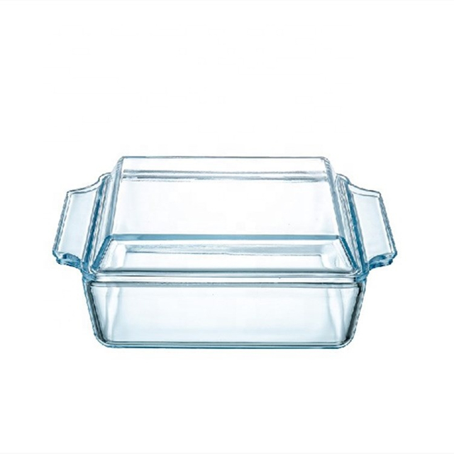 Square Tempered Glass Tray With Glass Lid