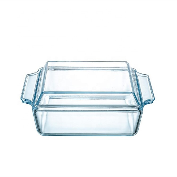 Square Tempered Glass Tray With Glass Lid