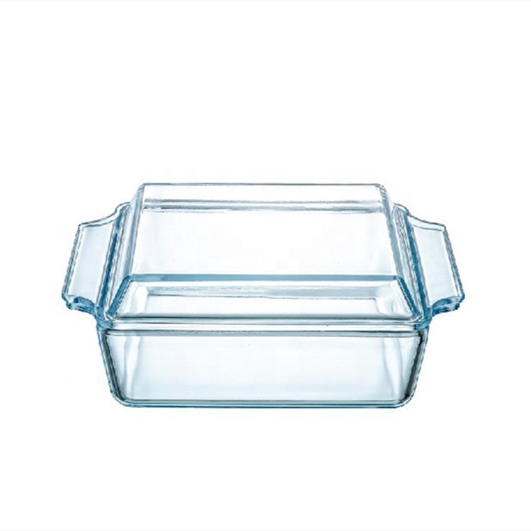 Square Tempered Glass Tray With Glass Lid