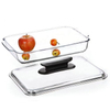 Square Cookware Tempered Glass Plate Baking Heat Resistant Glass Food Container With Lid
