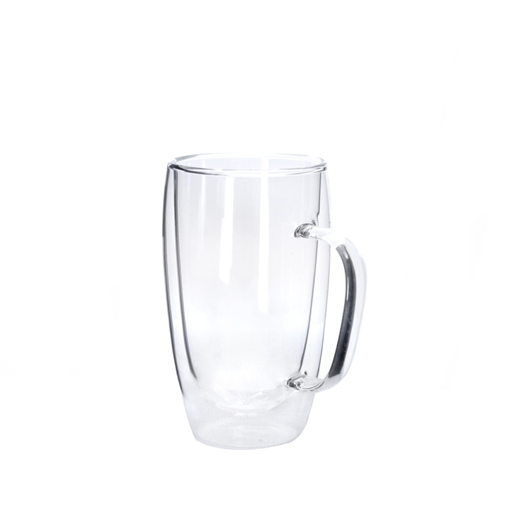 Double High Borosilicate Glass Coffee Cup With Handle